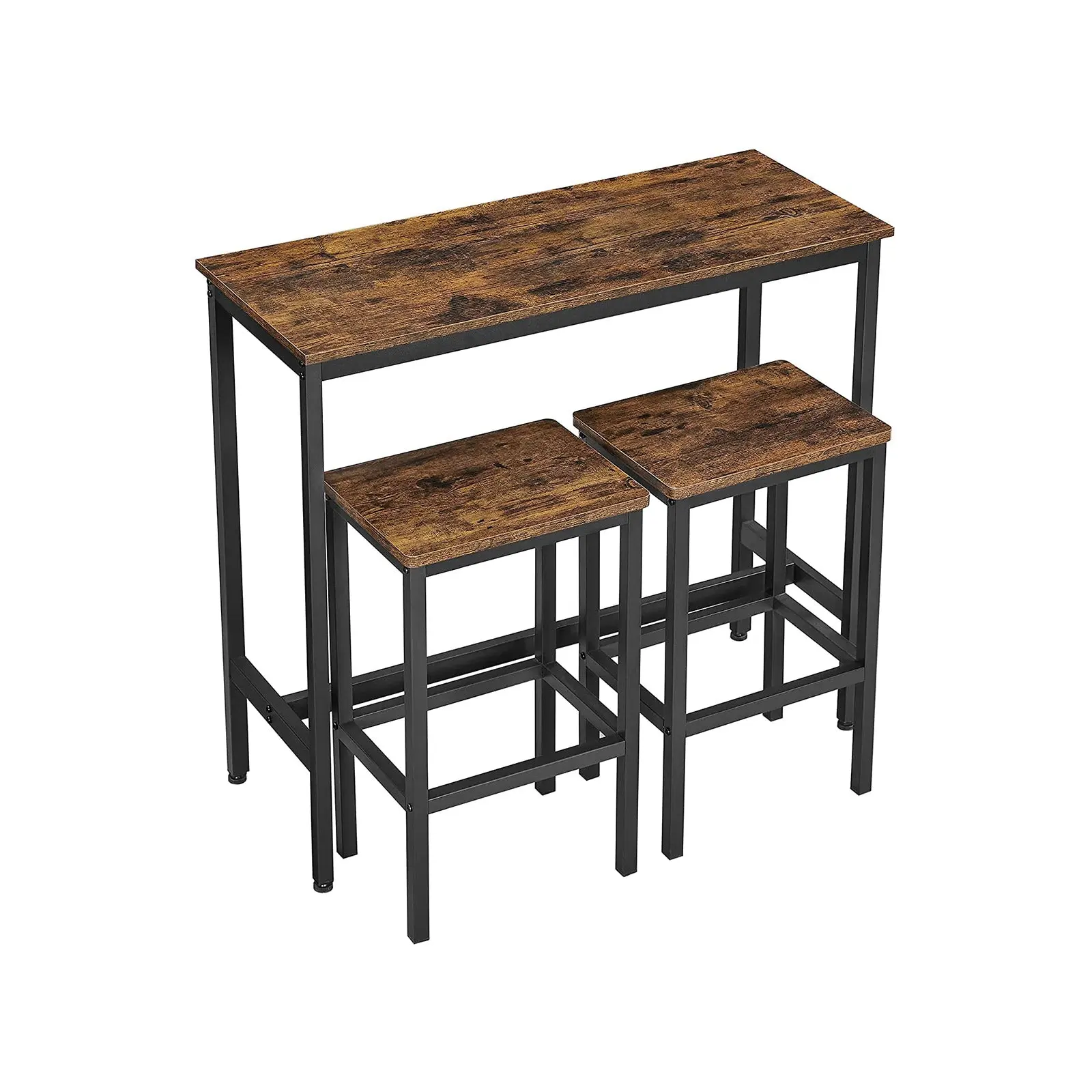 VASAGLE Industrial Brown Dining Table Set - 2-Stool Kitchen Furniture Set for Indoor Use, Kitchen Table Set
