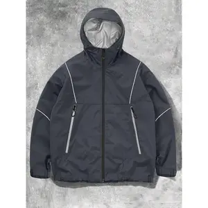 Men's Lightweight Stretch Waterproof Hooded Jacket, Tactical Design, Perfect for Outdoor Activities, All-Season Wear