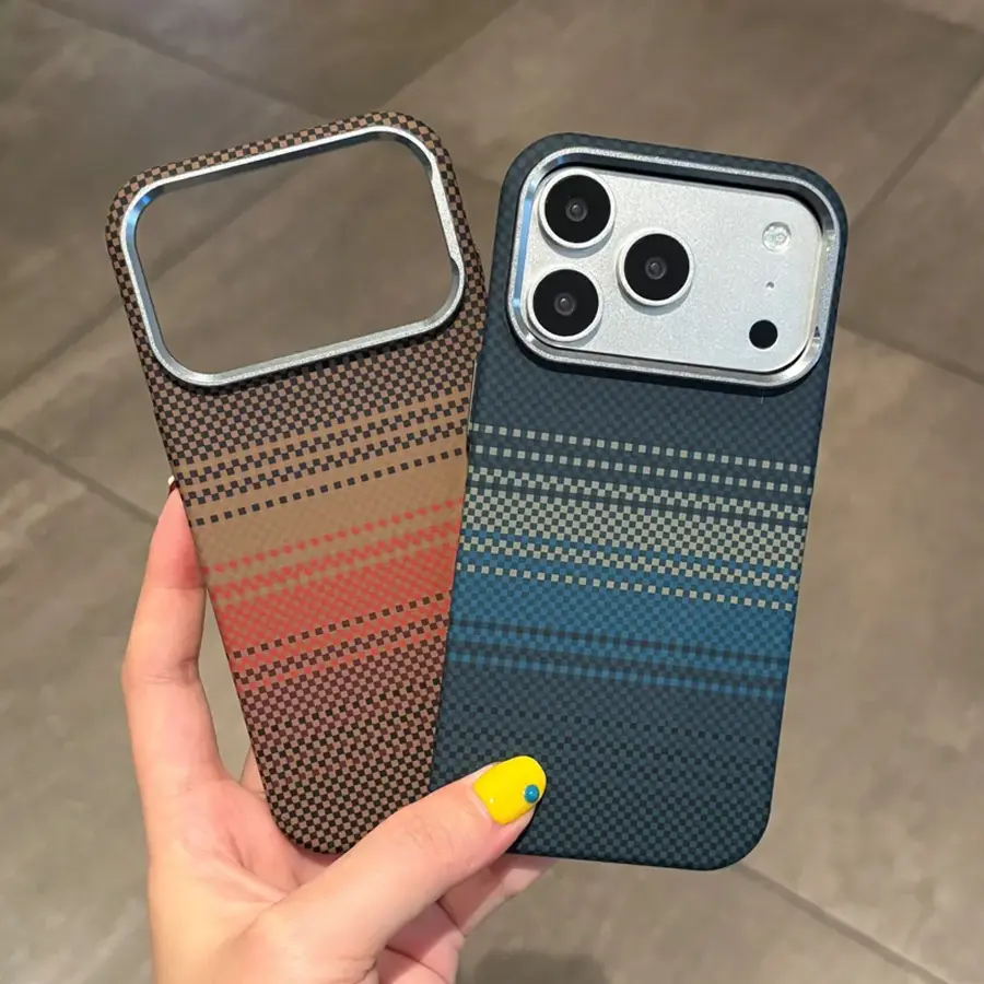 Phone Case - Ultra-Thin Carbon Fiber Texture Magnetic Phone Case Suitable for Apple 17 Pro Max/iPhone 16/15/14/12 Pro Max/14Plus/17Air Premium Kevlar Texture Skin Feel Frosted Protective Cover Heat Dissipation