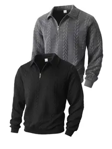 Men's two-piece solid color striped half-zip long sleeve hoodie, regular version Fitted casual long sleeve pullover, comfortable Soft fabric, warm, suitable autumn and winter wear, men's daily outfit Tops, men's hoodie Sweatshirts, Casual Cozy Sweatshirt