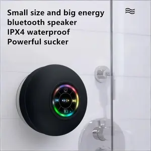 Waterproof Bluetooth-compatible Shower Speaker with LED Lights, Large Suction Cup Waterproof Bathroom Speaker, Portable Bluetooth-compatible Speaker