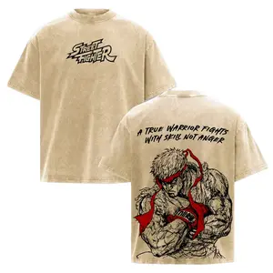 Ryu Tee Washed - Street Fighter II Game Vintage Washed Acid Wash Heavy Cotton Oversized Graphic T-shirt Double Printed, Dark Fantasy Game Streetwear Tee, Ultimate Gift for Street Fighter Game Fans