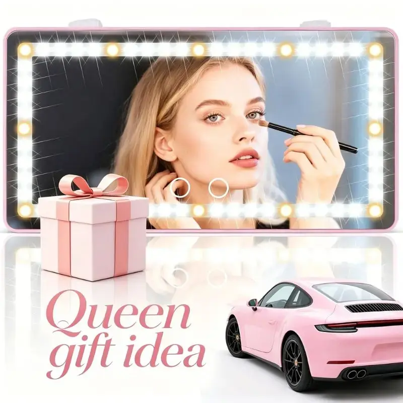 Joytutus Car Sun Visor LED Vanity Mirror - 60 Dimmable Touch Control Lights, Rechargeable, 50% Brighter, 60% More Energy Efficient, Universal Fit, Batteries Included, Vehicle Accessory, Girly Car Decor, Tool Upgrade