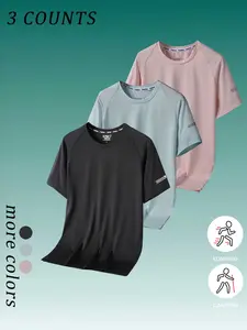 3 Piece Summer Women's Outdoor Quick-Dry Short Sleeve Running Sports Breathable Lightweight Training Top T-Shirt Set