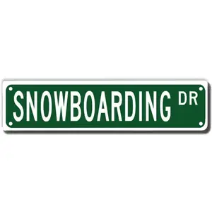 Snowboarding Dr Street Sign, Snowboarding Gift, Snowboarding Wall Decor for Home Office School Mountain Man Cave Plaque Quality Metal Sign 16x4 Inch