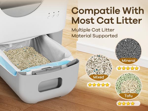 95L Large Automatic Self-Cleaning Cat Litter Box | App Control, Safety Sensors, Removable Washable Liner & 2 Rolls Garbage Bags