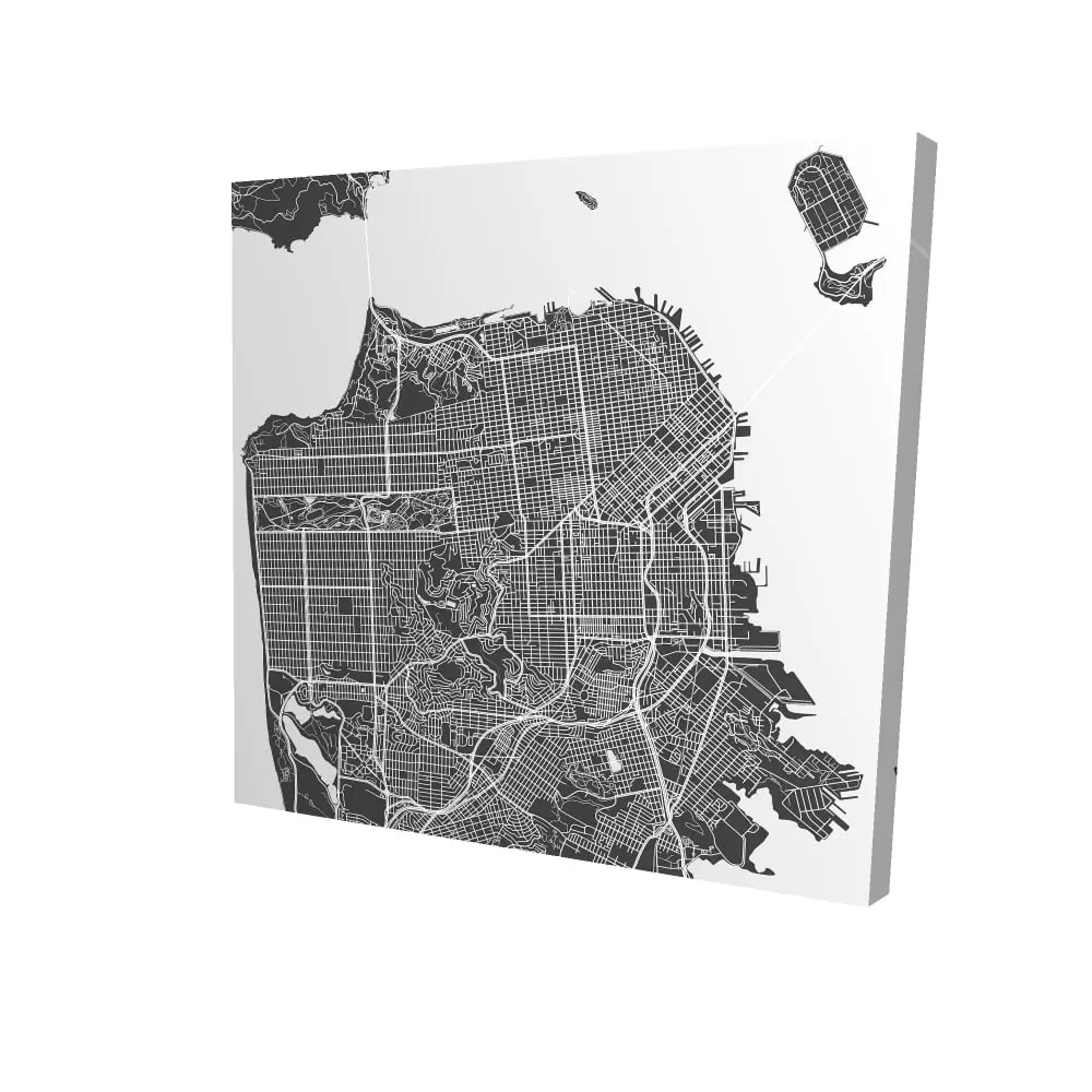 Begin Home Decor 2080-2424-TV17-1 24 x 24 in. Gray Industrial Shapes Canvas - San Francisco Map Decor