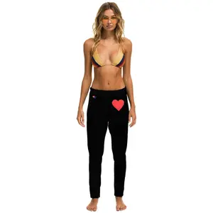 HEART STITCH JOGGER SWEATPANTS - BLACK