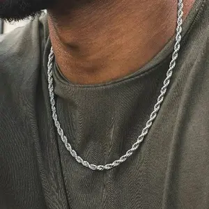 Unisex 925 Silver Plated Rope Chain Necklace