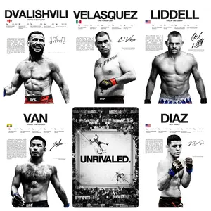 UFC champion career stats canvas poster, Velasquez, Liddell, Dvalishvili fighter signature style print, vintage black and white honor stats  classic KO moment mural, personalized men's gym and bedroom decor