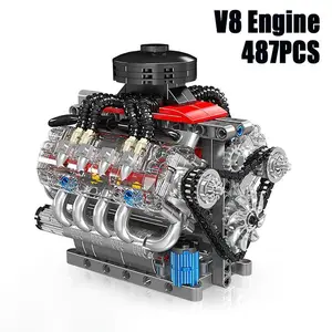 V8 Engine Building Blocks Set Functional Technical Simulated Small Particle Assembly Bricks Model Kit Toys Gifts For Holiday, 487PCS