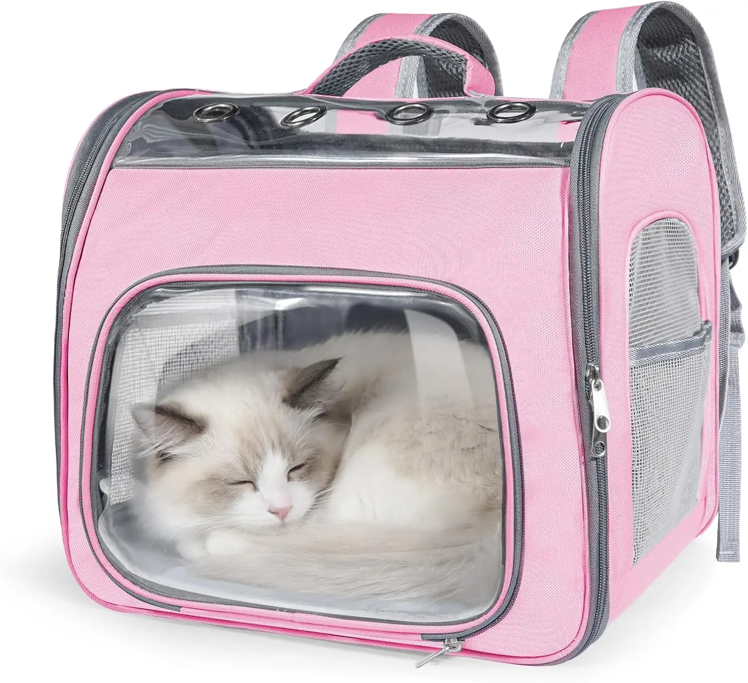 Airline Approved Soft-Sided Fabric Cat Carrier Backpack - Airport-Friendly, Breathable Mesh, Foldable, Reinforced Support for Kitties Up to [X] lbs (Pink), Up To Lbs