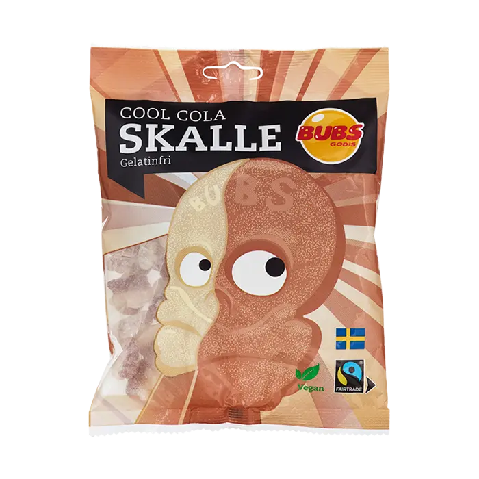 Bubs Cool Cola Mini Skulls - Swedish Candy - BUBS Cola Skulls - 90g Bag Chewy Sweet Bonbon Vegan, Gelatin-Free