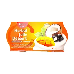 SUNITY Mango Coconut Grass Jelly Drink 2 Cups 610g - Refreshing Asian Dessert Beverage