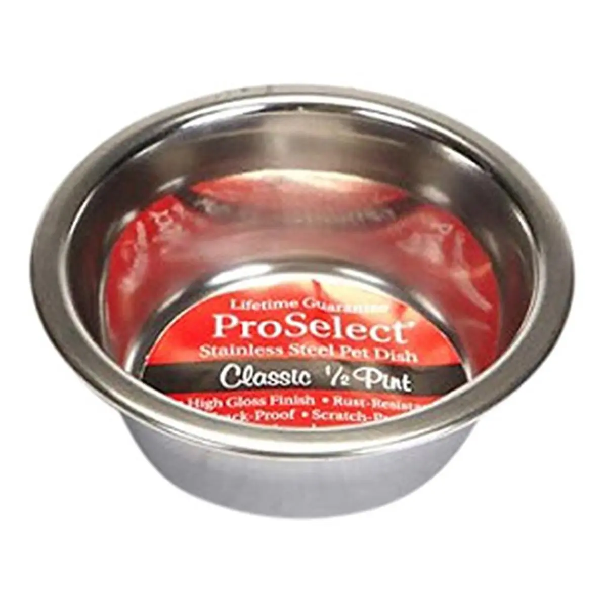 Pro Select 8 oz Heavy-Duty Stainless Steel Bacteria-Resistant Scratch-Resistant Mirror Finish Dog & Cat Dining Bowl, Easy-to-Clean Pet Feeding Dish Bowl