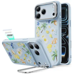 ESR for iPhone 17 Pro Max/17 Pro/17 Case with Stash Stand, Compatible with MagSafe, Military-Grade Drop Protection Magnetic Phone Case, Scratch-Resistant Back Cover,Tropical Paradise/Coastal Summer