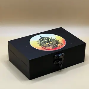 Custom Memory Box- Good energy Decorative Gift Organizer Print Container Felt Wooden