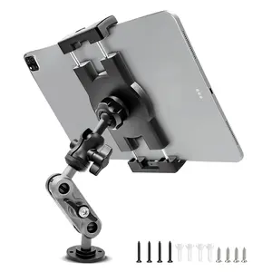 Aluminum Heavy Duty Drill Base Tablet Holder Car Mount Dashboard  360° Adjustable 2-stage Stand For 4.7-12.9" Ipad Pro/air/mini/samsung Galaxy Tab Truck Wall Desk Commercial Vehicle