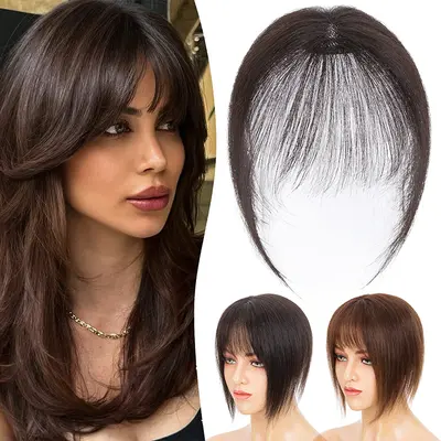 Brown Hair Clip In Side Bangs For African American Hair Human Hair