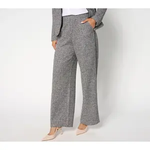 Isaac Mizrahi Live! Petite Novelty Jacquard Wide Leg Trousers
