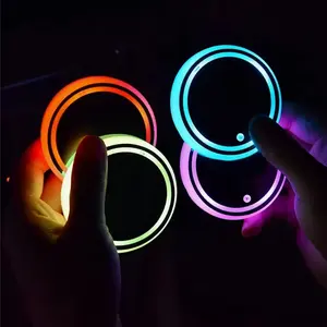 2pcs LED Car Cup Holder Lights, USB Luminous Cup Coasters, Car Mats, Waterproof Cup Mats, Home Cars, Bars, LED Ambient Decorative Lights, Car Ambient Lighting, Car Interior Accessories, Vehicle