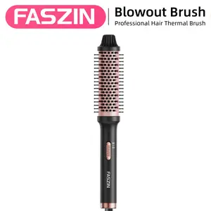 Faszin Ionic Heated Brush - 1.5 in Ceramic Coated Hair Tool, Fast Heat-Up, Dual Temp. Settings, 1-Hand Op., Straightening & Frizz Free Results, 100-230V Universal Voltage Beauty Hair Tools