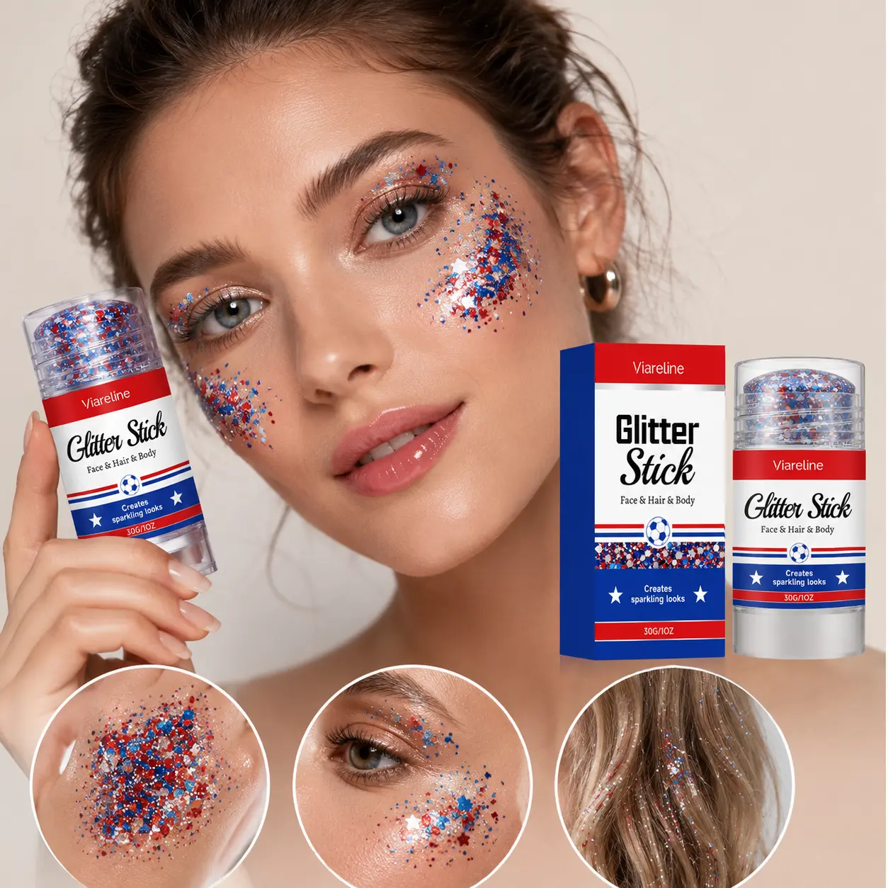 Glitter Stick for Face, Hair & Body, Festival Glitter Makeup Stick, Long Lasting Shimmer for Parties & Concerts