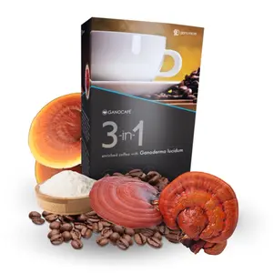 Mushroom coffee - Premium roasted 3-1 instant coffee - 200 nutrients 150 antioxidants - With the only patented soluble extract of the six strongest strains of ganoderma lucidum (reishi)- 1 box - 30 sachets