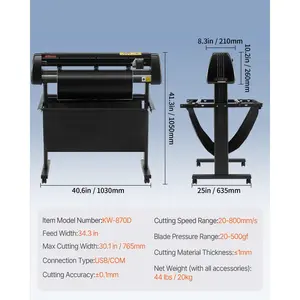 VEVOR Vinyl Cutter, 34Inch Bundle, Vinyl Cutter Machine, Manual Vinyl Printer, LCD Display Plotter Cutter Sign Cutting with Signmaster Software for Design and Cut, with Supplies, Tools