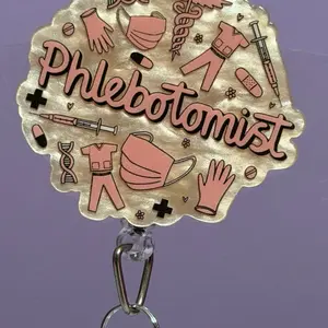 Phlebotomist Name beaded Badge Reel