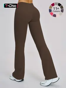 High Waist Yoga Pants, Fitted Wide Leg Bell Bottoms, Running Sports Fitness Micro Flare, Cross-Border Brushed Fabric, Breathable Sporty Bottoms, High Waist Activewear, Fitted Design Activewear