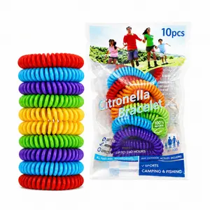 10PCS Mosquito Repellent Bracelet - Pack of 10 (Assorted Colors), Adjustable Outdoor Wristband for Camping, Summer Use