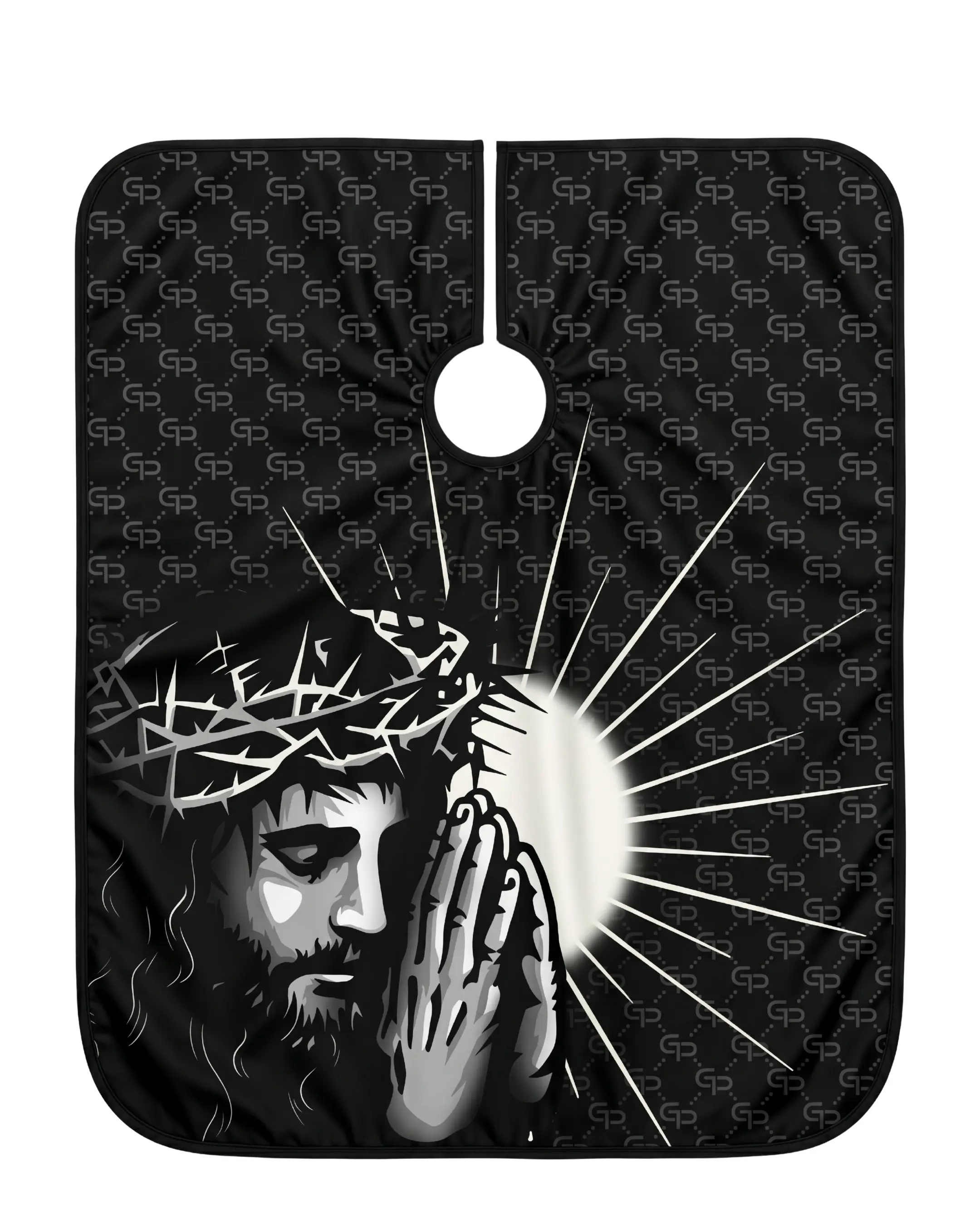 Jesus Praying Barber Cape | Christian Hair Cutting Cape | Faith Inspired Salon Cape | Professional Barber & Hair Stylist Apron | Elastic or Snap Neck