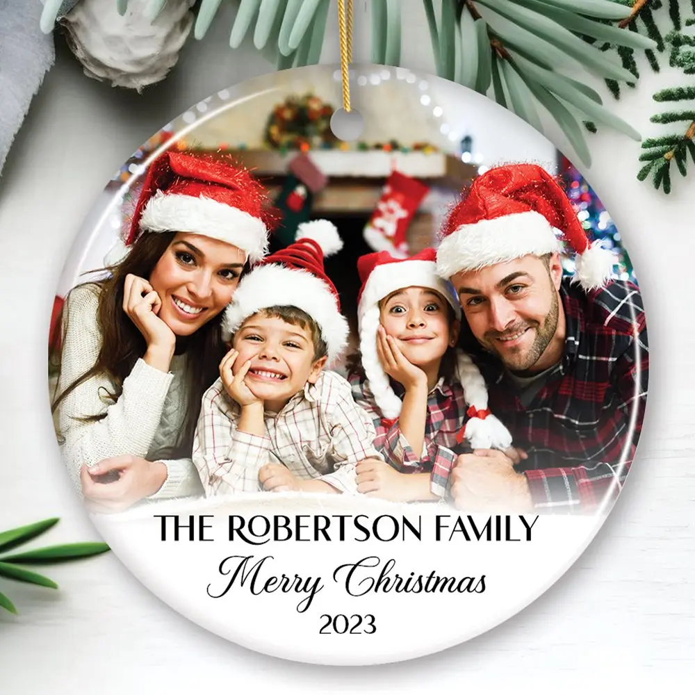 Personalized Family Photo Christmas Ornament, Keepsake Gift with Any Custom Text and Picture