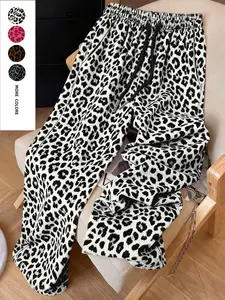 Women's Leopard Print Sports Pants, Y2K Retro Style, American Fashion Streetwear, Comfortable and Stylish Design, Perfect for Casual Travel