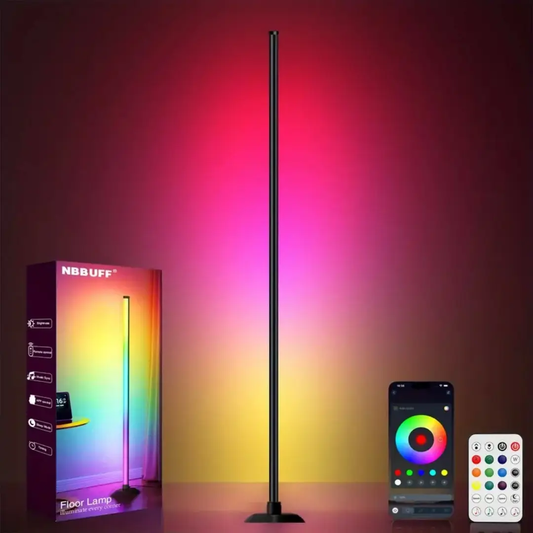 Smart RGB IC LED Floor Lamp with Remote Control and USB-Powered Design, Adjustable Lights, Dimmable Rgb Light, App-Controlled Modern Home Lighting for Home Decoration, LED Ambient Lighting, Dimming Lighting