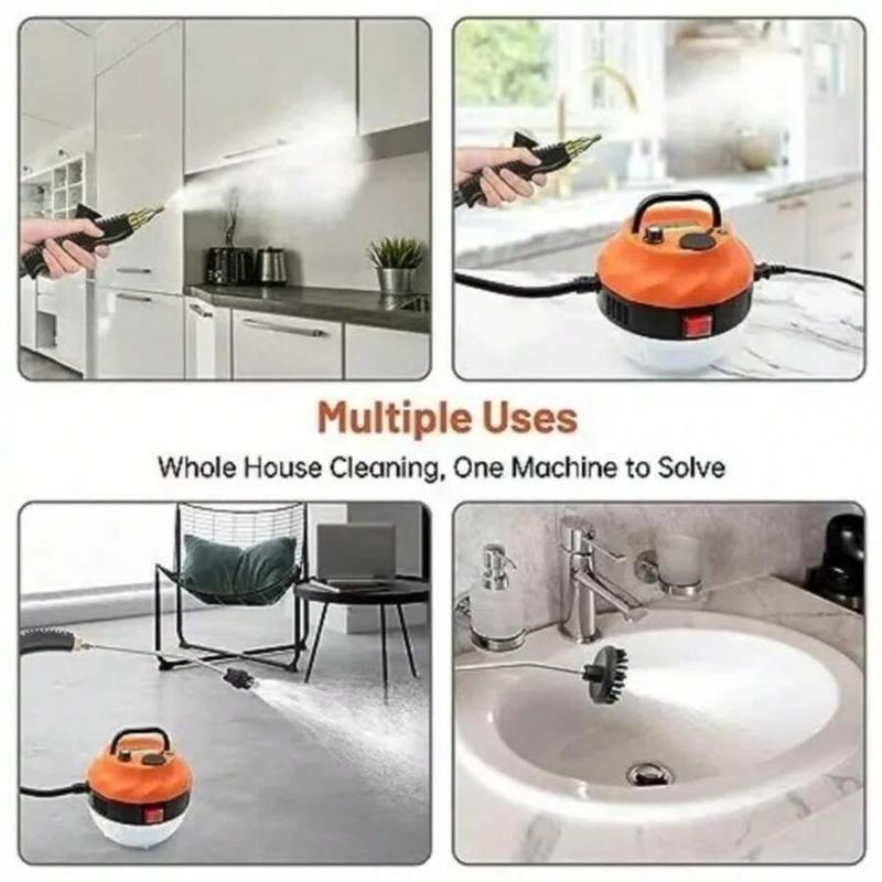 Handheld Steam Cleaner 2500W High Pressure Steam Cleaner For Home, Steamer For Cleaning With 3 Brush Heads, 2 Washers & Extended Rod, Steam Cleaner For Upholstery Kitchen Air Conditioning Bathroom To Remove Grime, Grease, Oil Fume, And More