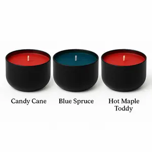 Sweet & Cozy Holiday 3-Pack – Candy Cane, Blue Spruce & Hot Maple Toddy – 8oz Soy Candles