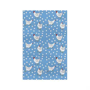 Slightly Subtle White Hen Pattern Microfiber Tea Towel | Blue Polka Dot Farm Kitchen