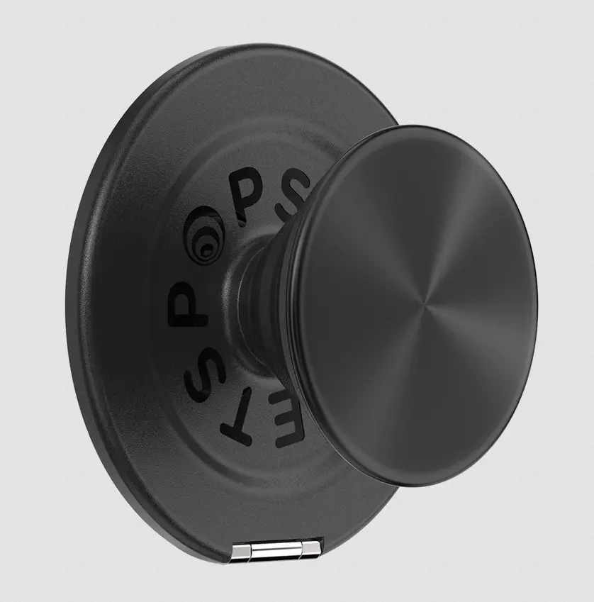 PopSockets Aluminum Radial Black MagSafe Kick-Out Grip & Stand, Smartphone Accessory with Mount Functionality