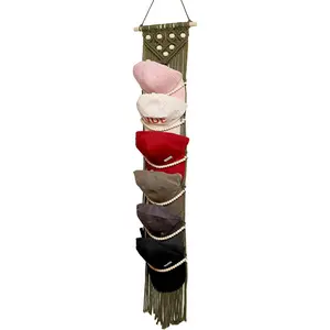 Ball Cap Hanger-1 Pack-Boho Macrame Cap Holder Wall Hat Organizer for Baseball Cap Holder Over Door, Hat Rack for Wall, Cap Rack for Decoration and Display(Green)