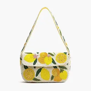 Lemon Drop Hand-Beaded Shoulder Bag – A Burst of Artisan Elegance