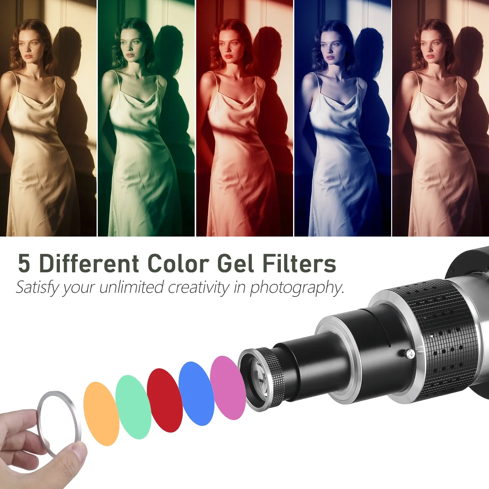 Eonix Bowens Mount Professional Diffuser, 35 Projection Slides & 5 Color Filters, Studio Light for Portrait Photography, Compatible with Bowens Mount, Photoshoot Light