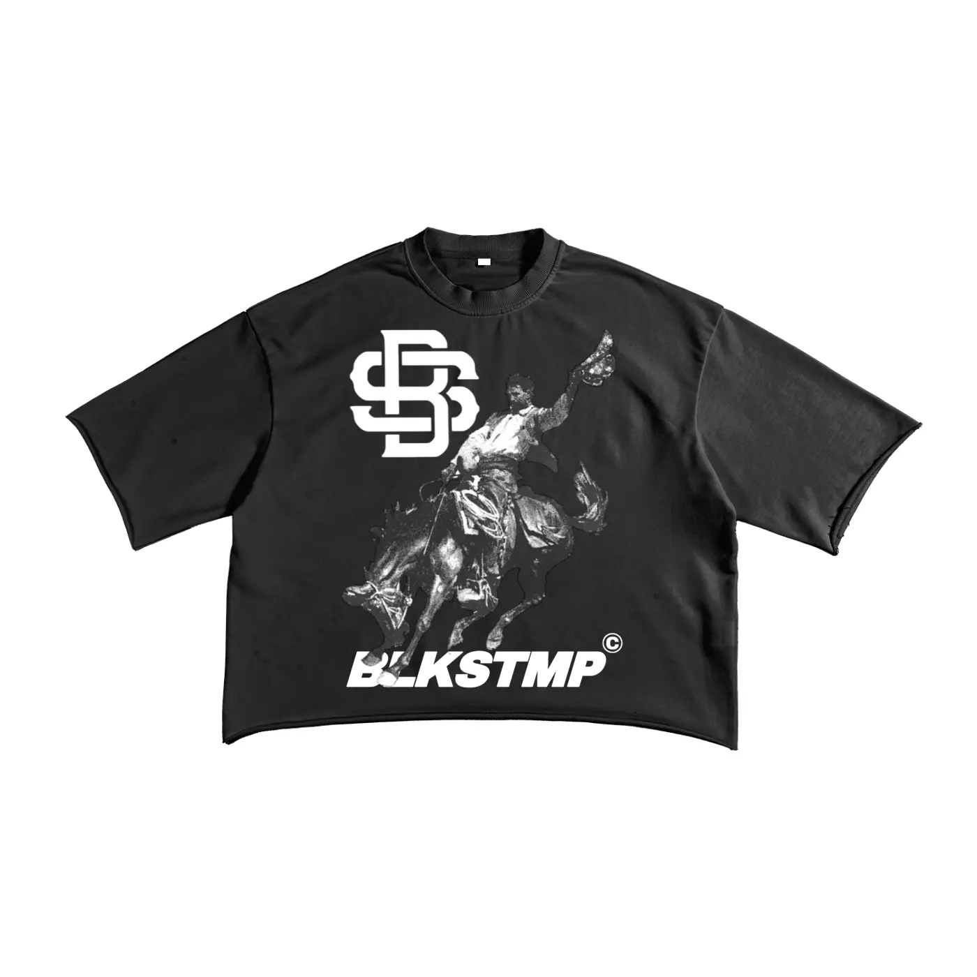 Cowboy T-shirt Menswear Cropped Graphic Oversized Heavyweight Streetwear Fabric Top