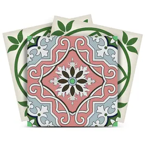 360 stand Glossy Waterproof Coastal Colorful Vinyl Decorative Wall Mosaic Tiles Sticker - 24 Pcs 12x12 in Vintage Green & Taupe, for Kitchen, Room Home Decor Supplies, Removable