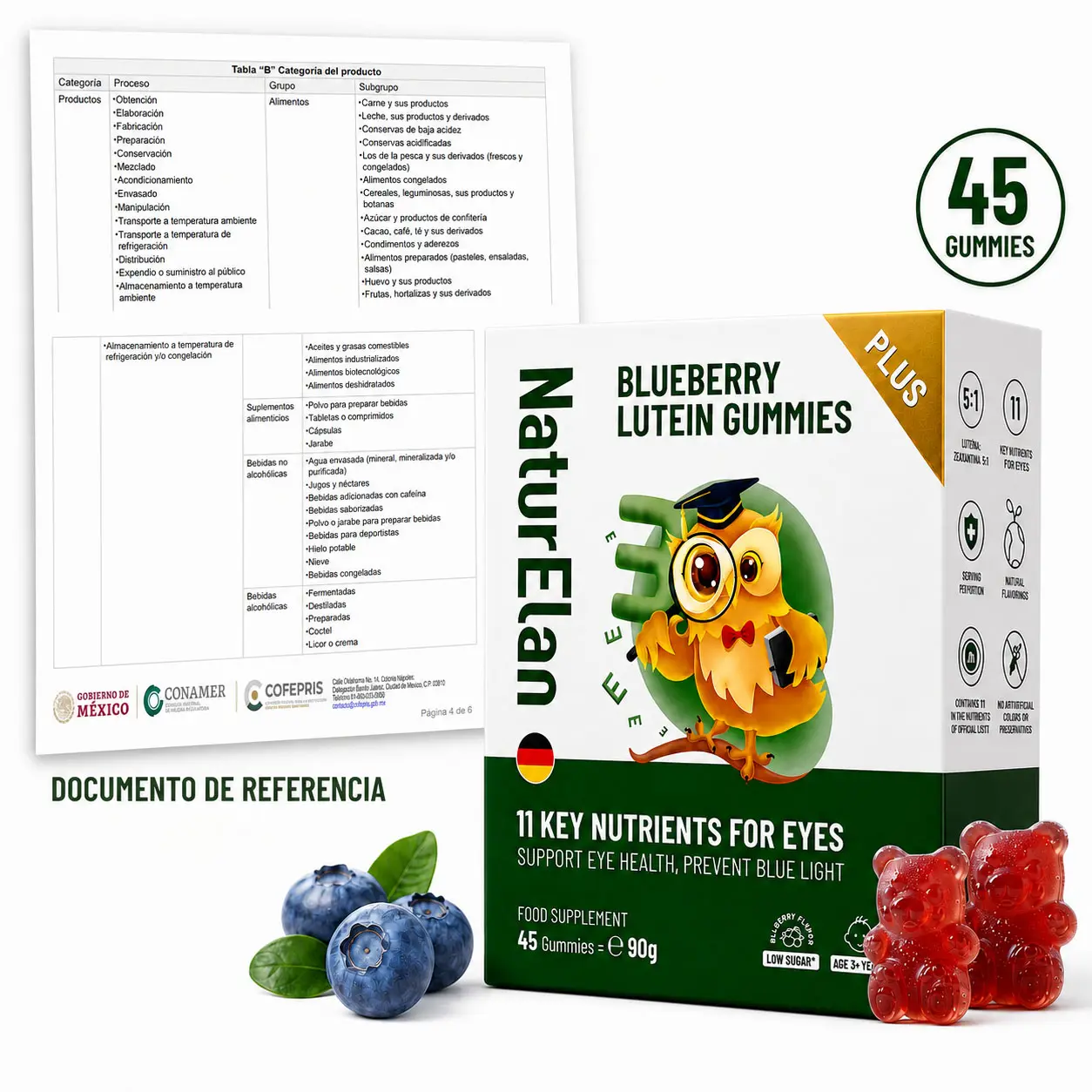 NaturElan Eye Health Gummies with Blueberry & Lutein | Blue Light Support, Eye Comfort & Daily Vision Support for Screen Users | 45-Day Supply Supplement Vitamin