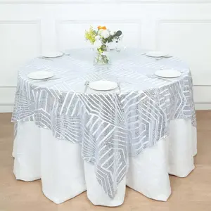 Sequin Table Overlay 72" Square Silver - Diamond Glitz Table Topper