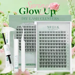 YOULUCK Natural Lash Clusters Kit with Ultra-Thin Band Bond & Seal Long-Lasting Individual Lashes for Girls Makeup Kit Waterproof & Lightweight