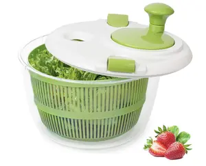 Multifunctional Large Salad Spinner Dehydrator with Green Lid and Clear Bowl for Efficient Salad Prep