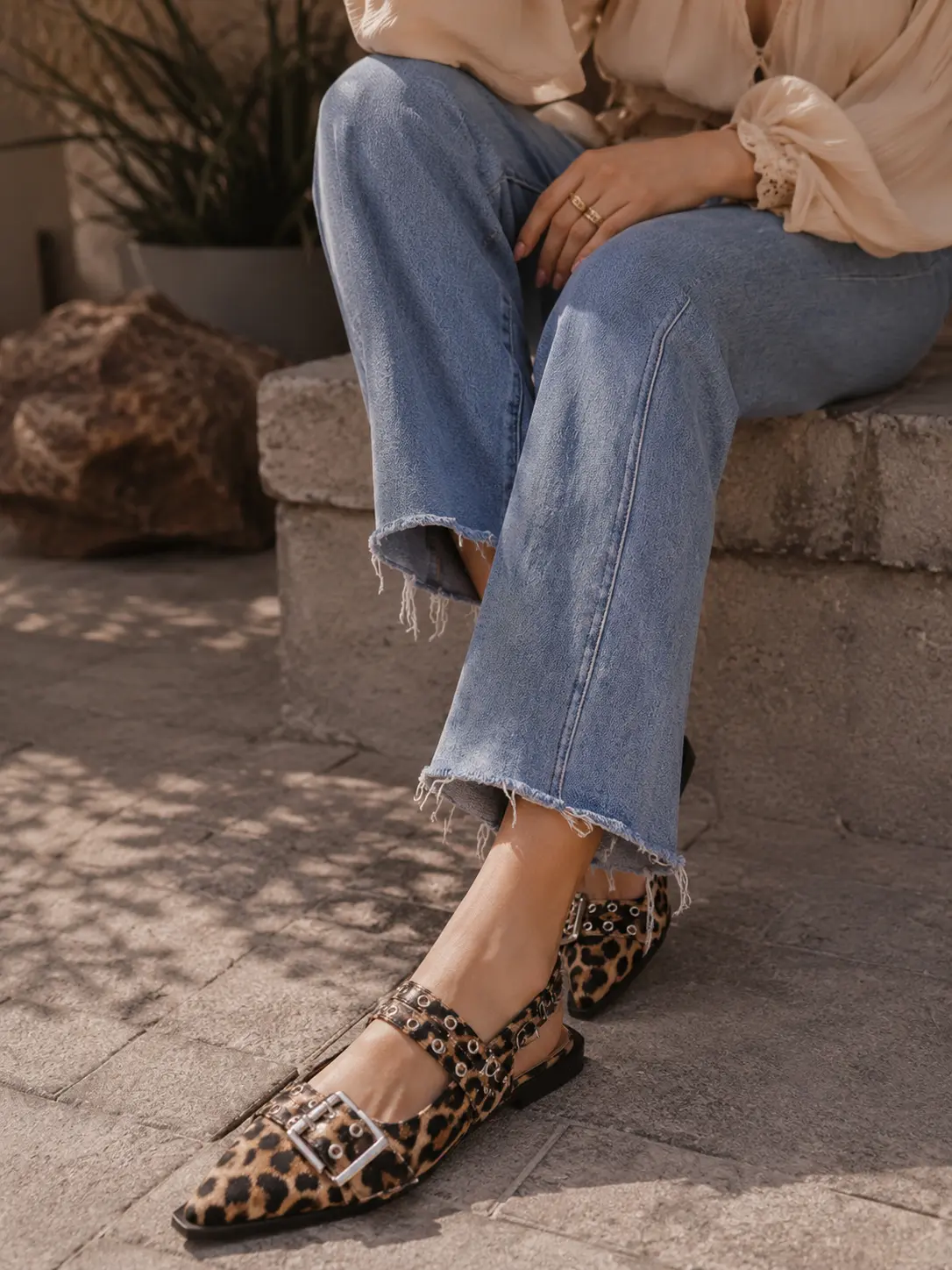 Addison Double Buckle Leopard Flats